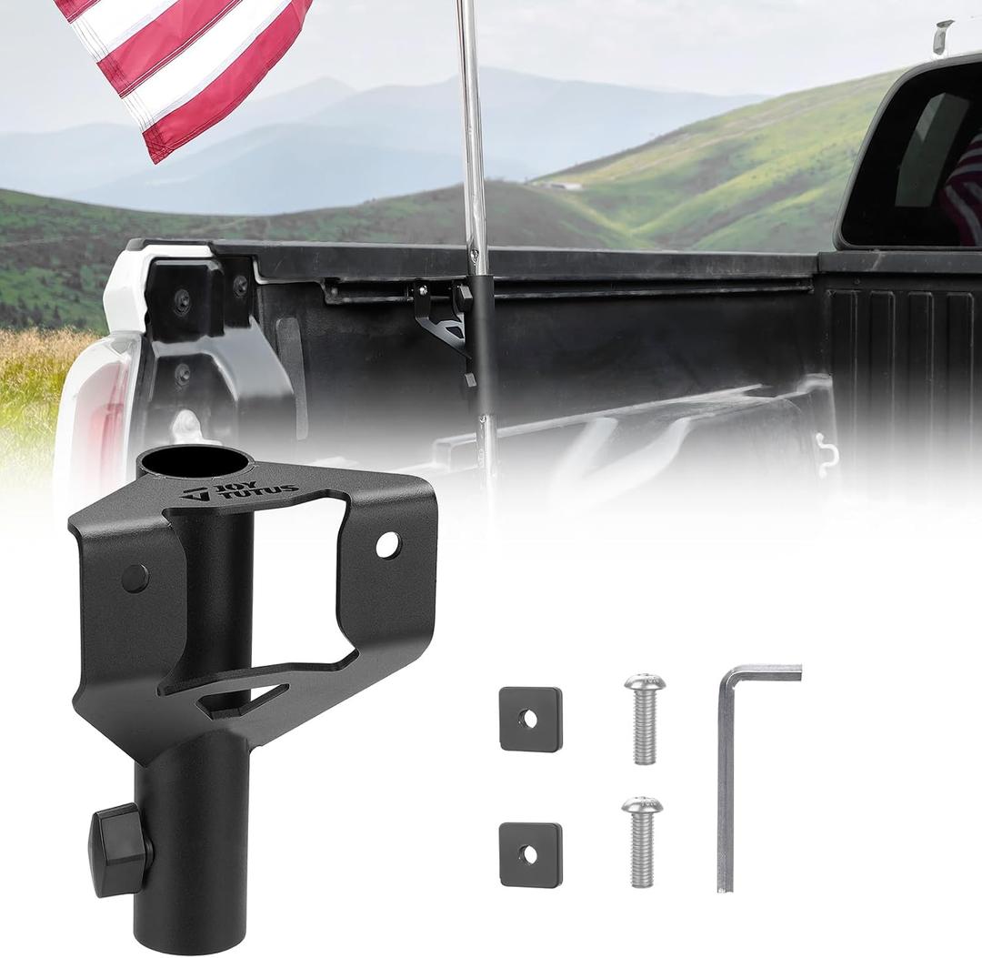 JOYTUTUS Truck Bed Flag Pole Mount Compatible with Tacoma & Tundra Bed Rail Flag Pole Holder, Fits Up to 1.18 Inch Diameter Flagpole, Tacoma & Tundra Accessories