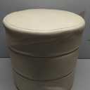 Spatial Order 18" Round Ottoman - Cream Faux Leather, 17.5"D x 17.5"W x 18"H