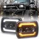 5x7 7x6 Headlights H6054 Headlights with Yellow Turn Signal White DRL for Jeep Wrangler YJ Cherokee XJ Ford Chevy GMC Toyota Nissan Pickup Truck