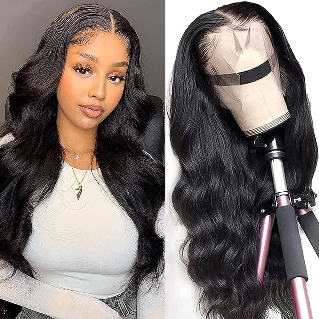 Body Wave Lace Front Wigs Human Hair Pre Plucked 13x4 Lace Frontal Wigs Human Hair for Black Women 180% Density Brazilian Glueless Wigs Human Hair 22 Inch