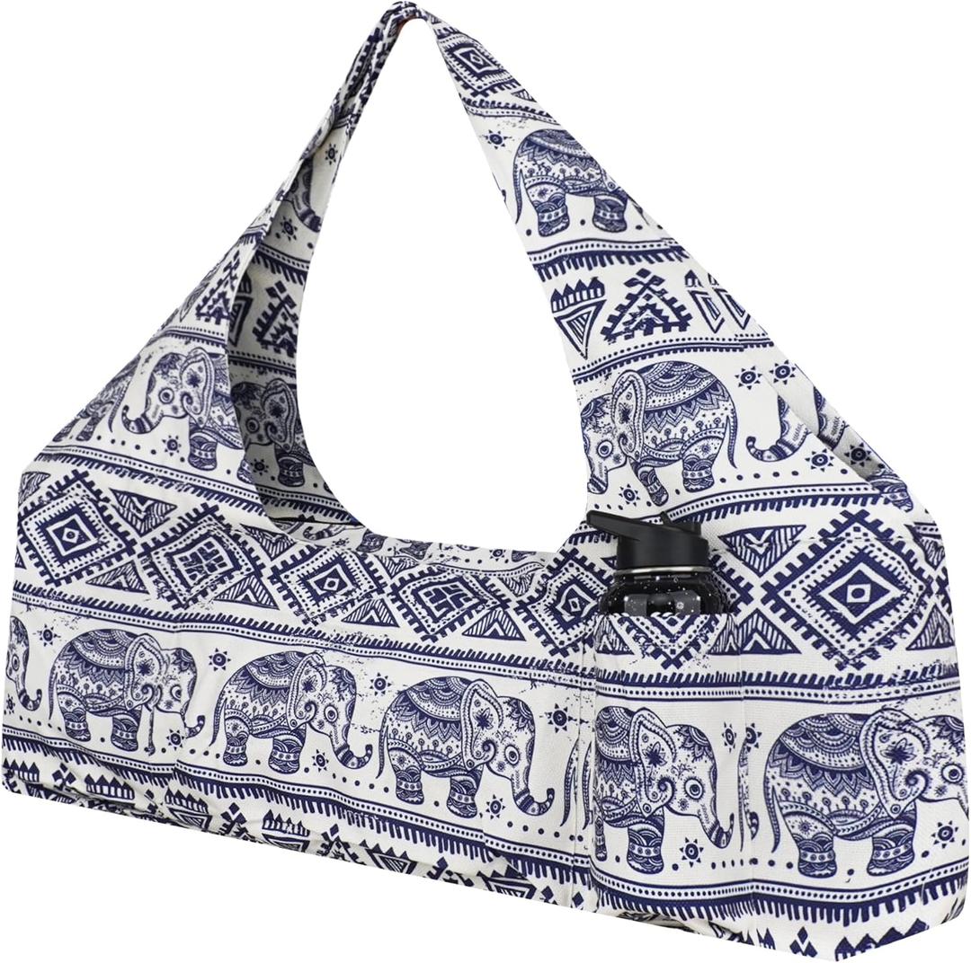 Large Yoga Mat Bag Yoga Bags and Carriers Fits All You Stuff Yoga Tote Bag with Yoga Mat Strap, Elastic Pockets and Zipper Pockets