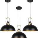 ElilyGiA Black Pendant Lights Kitchen Island 12.2 Inch Dome Kitchen Pendant Light 3 Pack Industrial Pendant Light Fixtures Adjustable Height, for Dining Room, Living Room, Office Foyer Hallway Bar