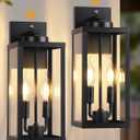PARTPHONER Dusk to Dawn Outdoor Wall Sconce 2-Light, Transitional Wall Lantern Tall Wall Lamp, Waterproof Exterior Lighting Fixture with E12 Base Outside Lights for House Porch Garage, Black 2 Pack
