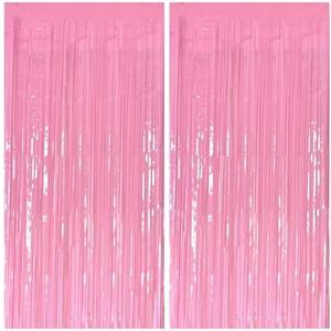 3 Pack Foil Curtain Pink Backdrop Streamers Metallic Tinsel Fringe Curtains Photo Booth Props for Birthday Wedding Engagement Bachelorette Christmas Holiday Celebration Party Decorations