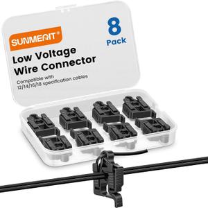 Low Voltage Wire Connectors for Landscape Lighting, Compatible with #12/14/16/18 Gauge Underground Cable for Pathway Lights, Spotlight, In-ground Lights, Waterproof, UL Listed (8)