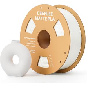 DEEPLEE Matte PLA Filament 1.75mm, 3D Printer Filament Dimensional Accuracy +/- 0.02mm, No Clogging, Higher Toughness, Cardboard Spool 3D Filament, 1kg White