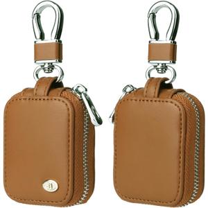 Earbud Case, Headphone Storage Case for AirPods 4/1/2/3/Pro 2, PU Leather Zipper Carrying Pouch Earbuds Bag with Keychain for Wireless Earphones, Wired Headphone & USB Cable - EJB 1 PC Brown