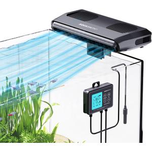 Aquarium Chiller Fan, Fish Tank Cooler with Temperature Control, Setting 59,Auto Start/Stop, Refrigeration Effect 3-7,3-Speed Modes, for Axolotl Seawater Freshwater Coral Grass Tank (Black)