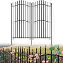 8 Panels Tall No Dig Garden Fence - 48in H x 18ft L, Reinforced Square Tube Rustproof Animal Barrier, Decorative Metal Fencing for Dog Pet Play Areas Yard & Outdoor