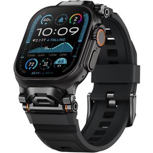 Rugged Bands Compatible for Apple Watch Ultra 3/Ultra 2/Ultra Band 49mm 46mm 45mm 44mm 42mm, Silicone Sport Strap with Durable Stainless Steel Connector for iWatch Series 11 10 9 8 7 6 5 4 3 SE Ultra (All Black - Black Adapter)