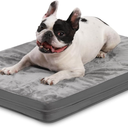 Waterproof Dog Bed Medium Size Dog, Outdoor Washable Crate Pad 30 inch, Orthopedic Foam Pet Bed with Removable Cover Reversible, Outdoor Anti-Slip Kennel Pad, M(29x18x3), Gray