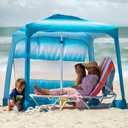 AMMSUN Beach Cabana, 6.2'6.2' Beach Canopy, Easy Set up and Take Down, Cabana Tent with Sand Pockets, Instant Sun Shade with Side Wall, Sky Blue