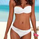 xxxiticat Women's Sexy Strapless Bikini Sets Bandeau Twist Front Padded Gradient Colorful Two Piece Bathing Suit Swimsuit(WH,2XL) (White, XXL)