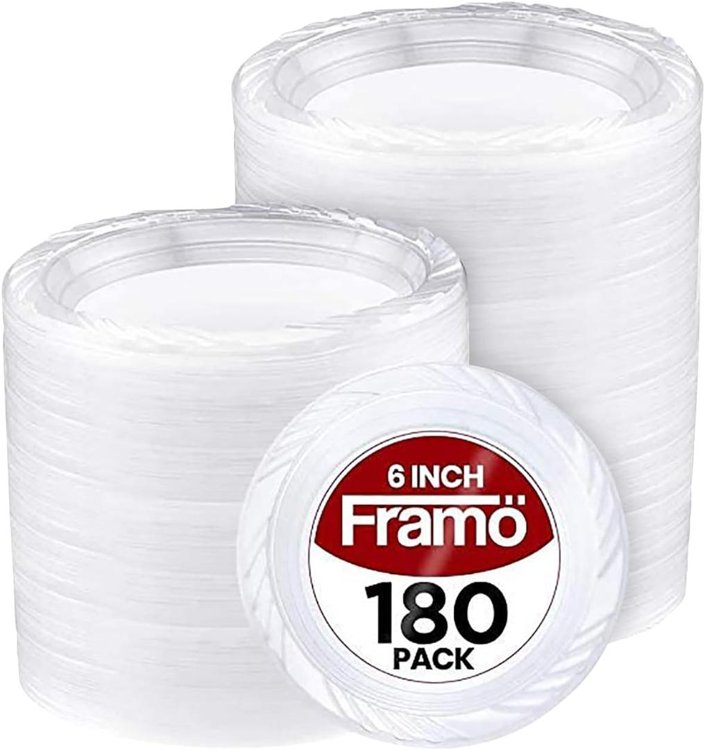 Disposable Clear Plastic Plates In Bulk for Party and Dinner,And For Any Occasion, Microwaveable, BBQ, Travel, and Events (6 Inch 180 Count)