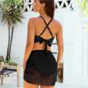 Blooming Jelly Womens High Waisted Bikini Sets Two Piece Tummy Control Swimsuits 2026 Mesh Swim Skirt Bathing Suit (L)