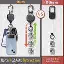 Badge Holder Retractable Clip Heavy Duty Carabiner Badge Reel Keychain with Lanyard ID Cards Holder Cool Tactical ID Holder