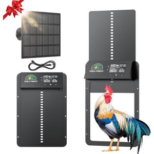 Automatic Chicken Coop Door with Light Sensor & Timer Control - Multi-Mode Chicken Door Opener with Solar Charging