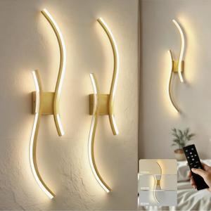 DORESshop 39in Battery Operated Wall Sconces Set of 2, Acrylic Gold