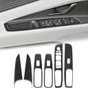 Compatible with Carbon Fiber Lift Window Adjustment Panel Trim Cover Interior Decoration Sticker for Hyundai Elantra 2021 2022 2023 2024 (6PCS Black)