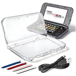 Vranzoral New 3DS XL Clear Case,Crystal Transparent Hard Shell for New 2015 Nintendo 3DS XL LL（New Modified Hinge-Less Design） Pack with 4 Stylus Pen for 3DS and 1 Charing Cable