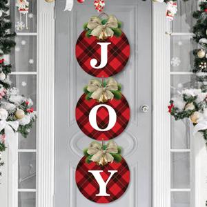 Buffalo Plaid Christmas Wreaths for Front Door - 3pcs Rustic Christmas Decor Joy Signs Wreaths for Door Holiday Xmas Garage Door Wall Decorations Indoor Outdoor (Multi Color)