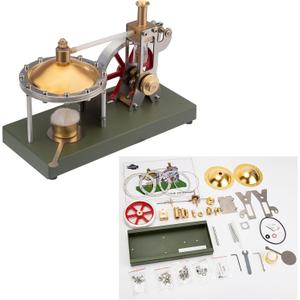 Steam Engine Kit, DIY Assembly Retro Vertical Metal Steam Engine Model with Spherical Boiler - Build Your Own Steam Engine-2024 (KIT Version)