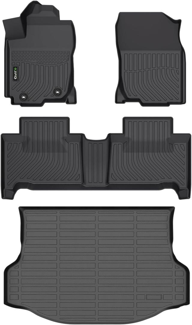All Weather Floor Mats & Cargo Liner for Toyota RAV4 Hybrid 2013-2018 Custom Fit Full Set Accessories - Black
