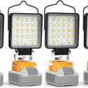 4 Pcs Cordless LED Work Light for Dewalt 20v Max Battery, 96W 10000LM Battery Light for Dewalt 20v Tools, Portable Outdoors Flood Lighting with USB & Type-C Charging Port, Low Voltage Protection
