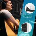 Knightsacoustic 24 Pack Sound Proof Foam Panels with Self Adhesive, 12x12x1 Fire Resistant Acoustic Foam Panels, High Density Acoustic Panels Sound Absorbing, Studio Noise Cancelling Black Grey