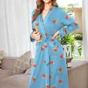 Ekouaer Women Kimono Robes Full Length Knit Bathrobe Lightweight Soft Sleepwear V-neck Casual Ladies Loungewear S-XXL (Light Blue - Juice)