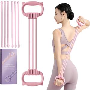 Resistance Bands with Handles, Single Resistance Bands, Exercise Bands with Comfortable Handles, Resistance Training, Physical Therapy, Home Workouts, Fitness, Pilates (Pink)