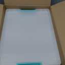 IRIS USA 6 Qt. Craft Storage Bins with Lids, 3-Pack, |Made in USA|, Clip Box, Small Plastic Sensory Bin Tote Organizer Containers for Art Supplies, Paper, & Office, Stackable - Clear/Seafoam Blue