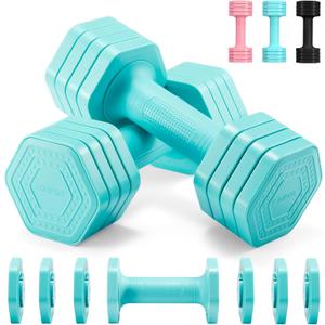 EQUIPRO Adjustable Dumbbell Set, 4 in 1 Free Weights Dumbbells Set for Women, Weights for Women at Home, 2lb 3lb 4lb 5lb with TPU Soft Rubber Handle for Home Gym Exercise Training (Blue)