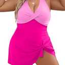 Blooming Jelly Women Plus Size Swim Dress Swimsuit One Piece Tummy Control Bathing Suits Modest Criss Cross Swim Suits XXL