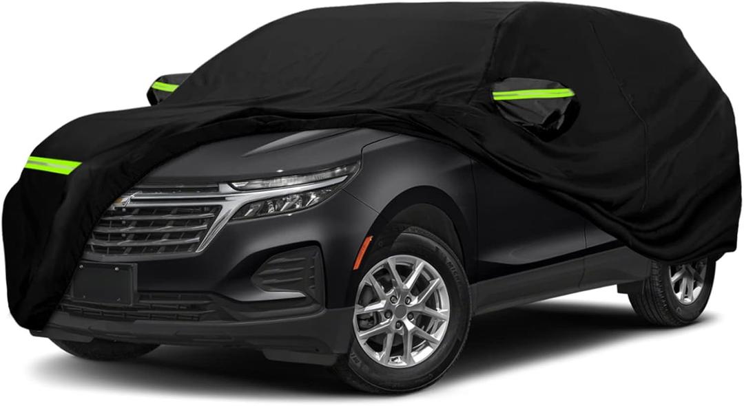 Waterproof Car Cover Compatible with 2005-2025 Chevrolet Equinox LS/LT/RS/Premier, 420D Oxford Cloth Black All Weather Car Covers with Zipper Door for Snow Rain Dust Protection