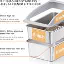23.6"x15.7"x13.78" Stainless Steel Sifting Litter Box with Lid, XL Sifting Design for Pine Pellets, High Sides Metal Litter Box for Big Cats 7.9in Deep, Easy-to-Clean, Non-Stick