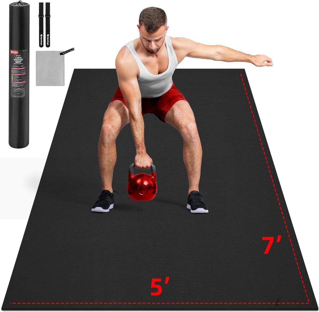 Extra Large Exercise Mat, 10'x6'/9'x6'/8'x6'/7'x5'/6'x4'(8mm) Thick Workout Mat for Home Gym & Garage Flooring, Shoe-Friendly, High-Density, MMA, HIIT, Weight Lifting, Cardio&Strength