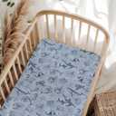 Retro Marine Animals Baby Crib Sheets Boy Girl 28"x52" Whale Dolphin Jellyfish Sea Horse Turtle Coral Soft Snug Fitted Crib Mattress Cover Ocean Animal Baby Sheet for Standard Crib & Toddler Mattress (One size, Blue)