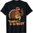 Funny Turkey is So Rizzy Thanksgiving Meme 67 T-Shirt, Size Medium