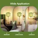 QiMH Glass Table Lamp for Living Room, Modern Bedside Lamp with Green Ribbed Glass Shade, 3-Way Dimmable Touch Control Nightstand Lamp for Bedroom, Brushed Gold (2700K LED Bulb Included)