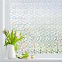 Windimiley 3D Diamond Frosted Window Privacy Film, Static Cling No-Glue Removable Vinyl, UV Blocking Heat Control for Bathroom Bedroom Door, 45.2 x 157.4 inch