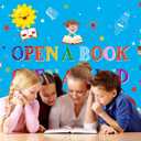 Reading Themed Backdrop Open a Book Open a Mind Background World Book Day Children Students Classroom Party Decorations Library Elementary Banner Photo Booth Props (7X5FT)