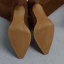 Coutgo Womens Knee High Boots Kitten Low Heel Pointed Toe Tall Boots Side Zipper Winter Dress Shoes, 8