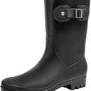 Women's Mid Calf Rain Boots Waterproof Fashion Garden Shoes Anti-slipping Rainboots For Women Comfortable Insole Light Rain Shoes, 9