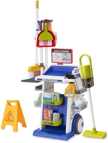 Kids Cleaning Toy Set-Cleaning Tools with Toy Vacuum Cleaner Mop & Spray BottleCleaning CartsPretend Play Educational Toys for Toddlers & Preschoolers Ages 3-5(red)