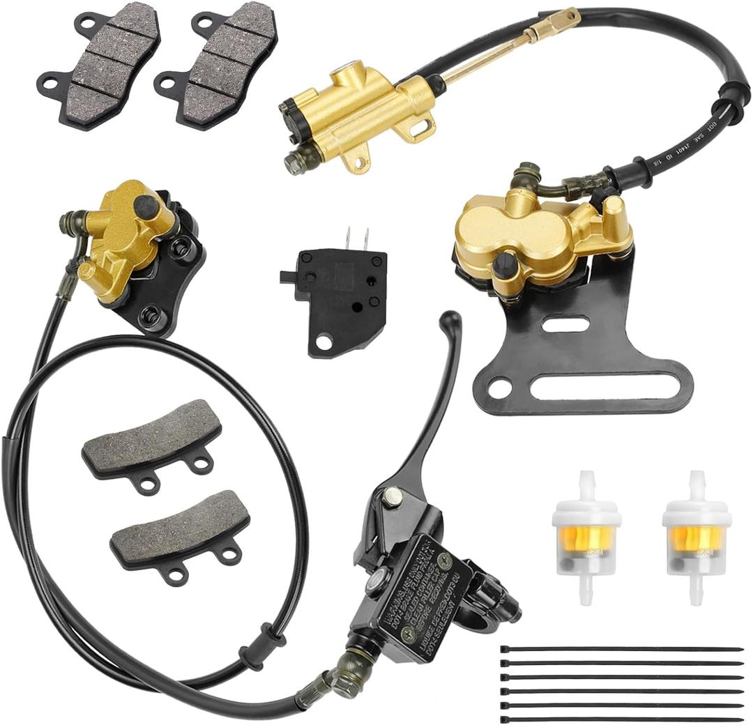 Pit Bike Front Brake & 12mm Rear Hydraulic Disc Brake Caliper Assembly Compatible with Apollo SSR 125cc 110cc Tao Tao Coolster Roketa X-pro 4-Stroke 50cc 70cc 90cc Chinese Dirt Bike Parts