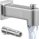 All Metal Construction (Inside and Out) Bath Tub Faucet Replacement, KES 5-3/8 Inch Bathtub Spout with Diverter, Shower Slip-on Tub Faucet Fits 1/2 Inch Copper Pipe, Brushed Nickel, PTSN300-BN