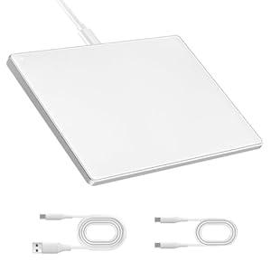 Wired Trackpad for Win/ Mac, High Precision Wired Touchpad with Multi-Gesture, Premium Glass Surface, Dual Cables(USB A to C & USB C to C) for Windows 10/ 11 Computer and iMac, MacBook Air/ Pro, White