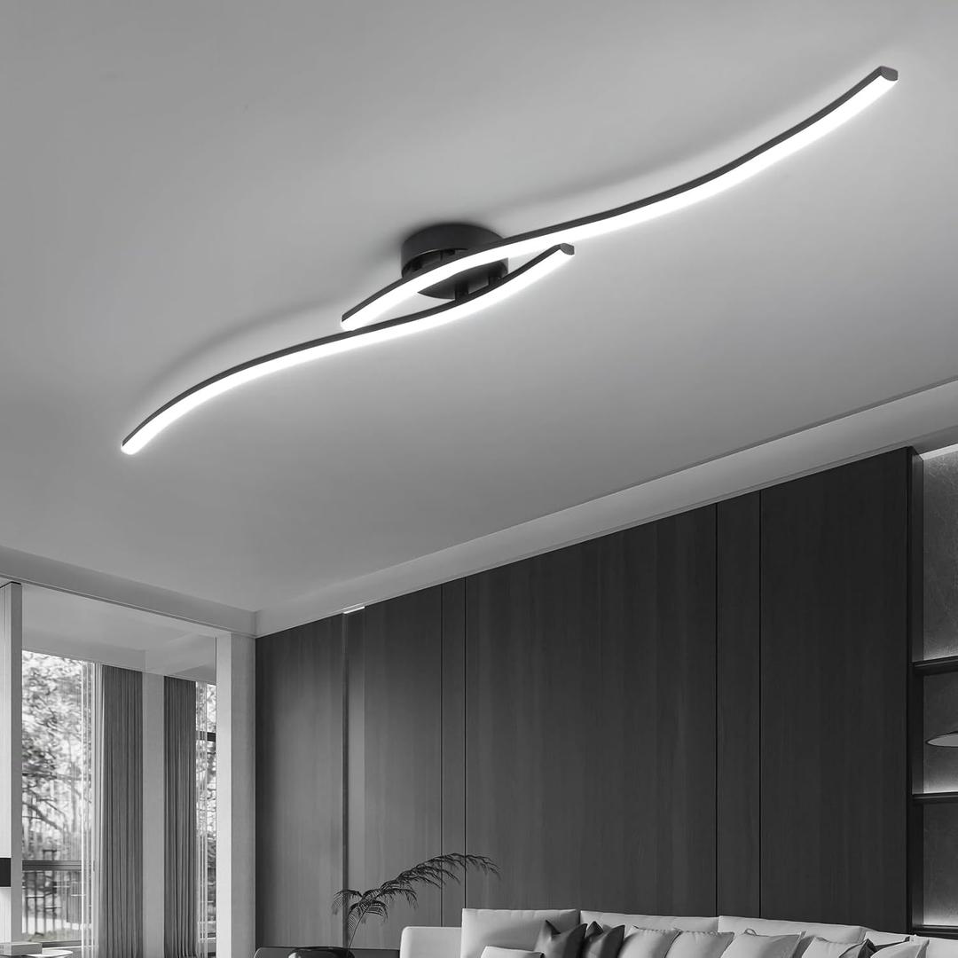 47.24Inch Linear Ceiling Light 6000K Black Modern Ceiling Light Fixture 35W Long Flush Mount Ceiling Lamp for Hallway, Kitchen, Bedroom, Dining Room 47.24Inch Linear Ceiling Light 6000K Black Modern Ceiling Light Fixture 35W Long Flush Mount Ceiling Lamp for Hallway, Kitchen, Bedroom, Dining Room