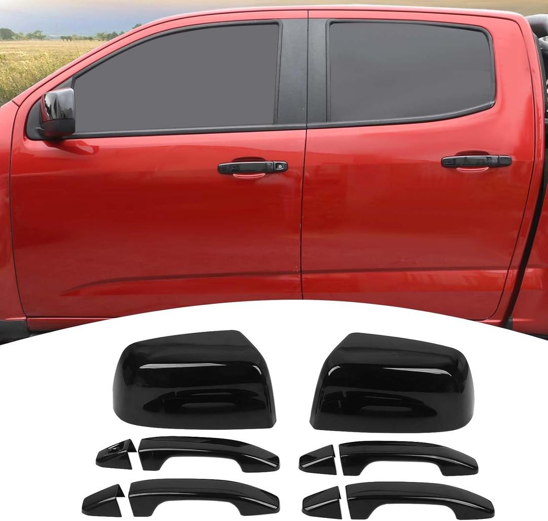 for Colorado Side Mirror Cover Door Handle Cover Trim Kit Compatible with Chevy Colorado/GMC Canyon 2014-2022 Black Exterior Accessories 6pcs